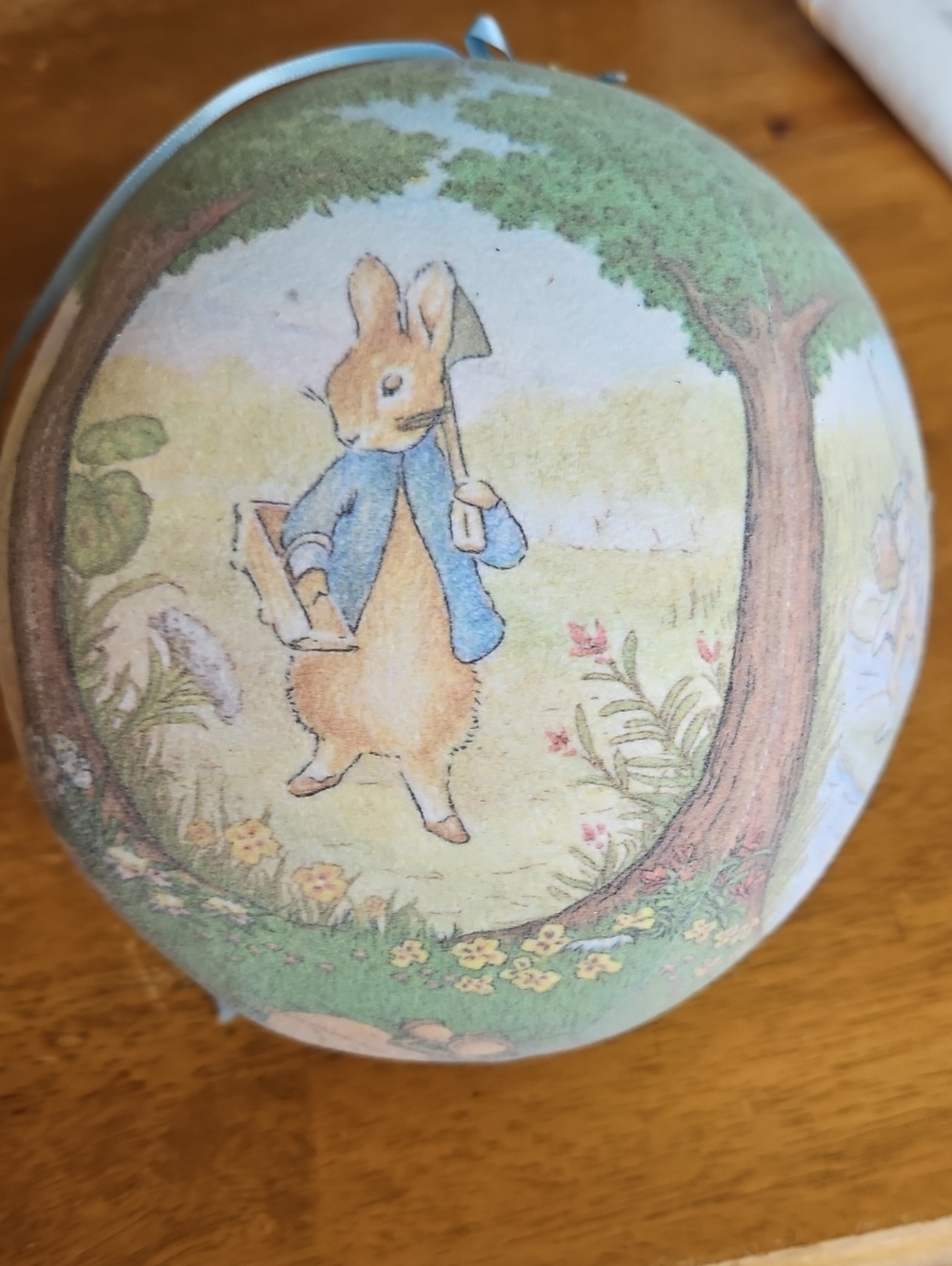 Illustrated Peter Rabbit Decorative Ball  in Pastel Blue